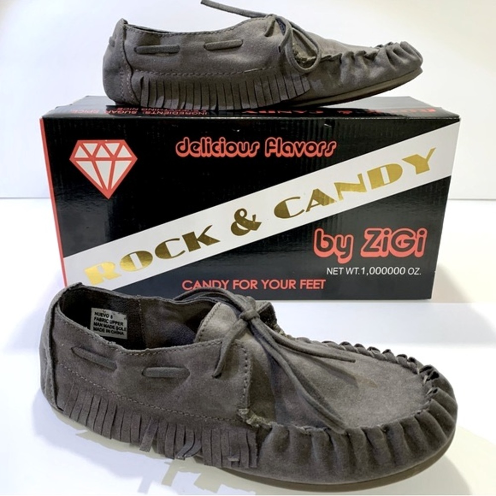 Rock & Candy by Zigi | NWT & BOX Nuevo Fringed Moccasin Shoes Gray Size 8